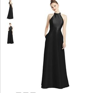 Alfred Sung Satin Twill Dress Halter Neckline